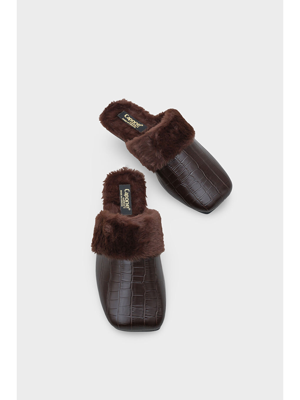 Kahverengi Elyse Kadın Kapalı Gondol Tüylü Terlik-3