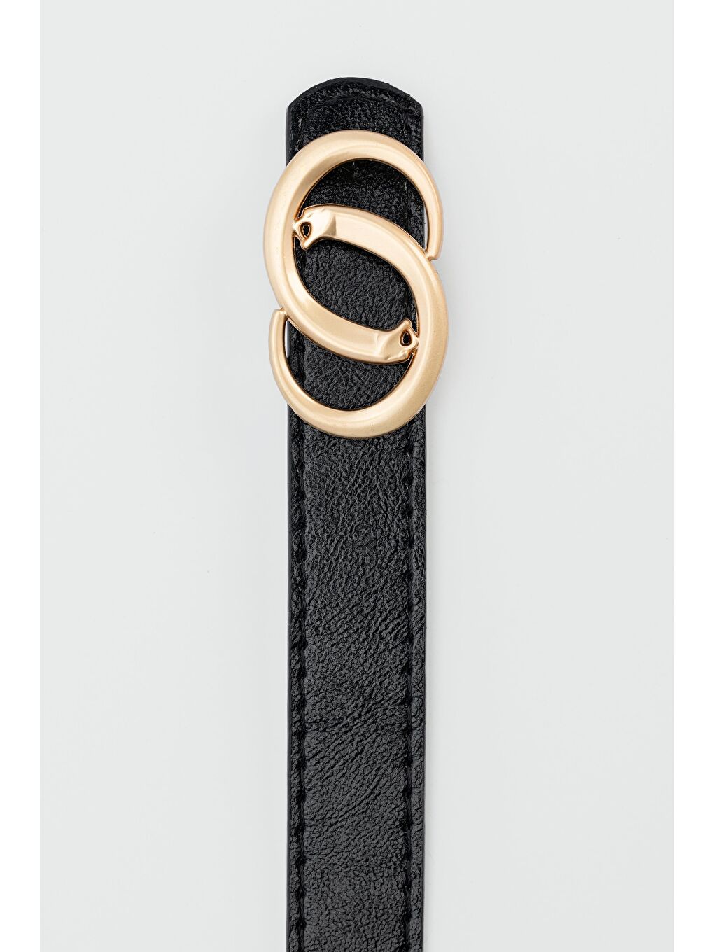 Asimetrik Tokalı Suni Deri Kemer Siyah-2