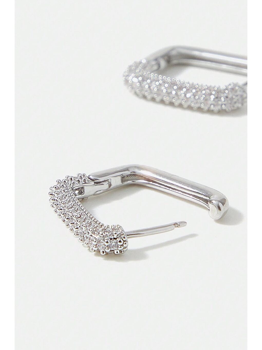 Gri Gömme Taşlı Dikdörtgen Sıralı Boy Küpe Seti- 4 Adet-3