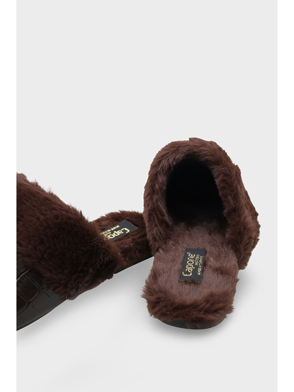 Kahverengi Elyse Kadın Kapalı Gondol Tüylü Terlik-4