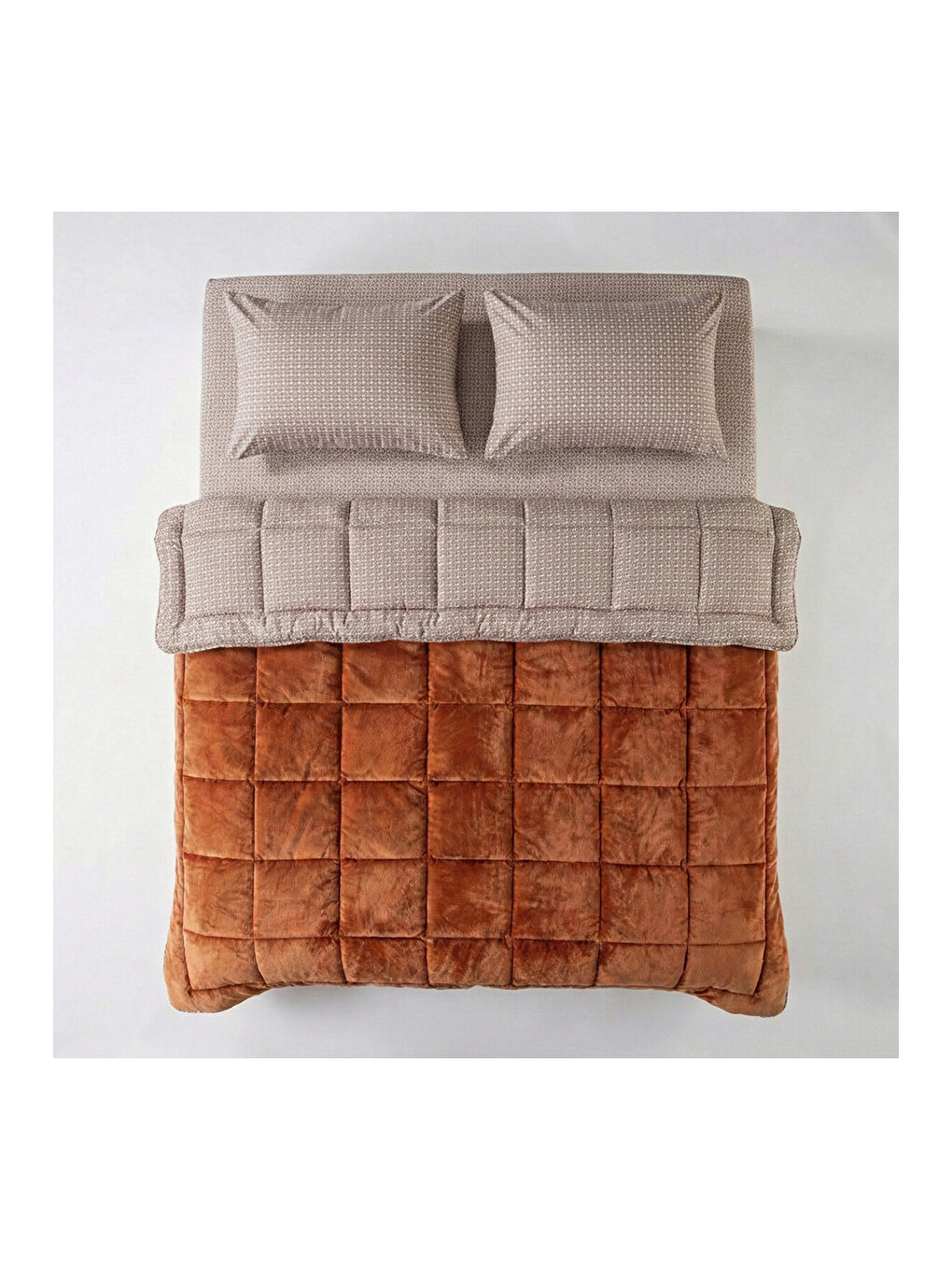 Turuncu Çift Kişilik Çift Taraflı Welsoft Comforter Yorgan Seti Orange 195x215 cm - Dormio Soft Trigo Serisi-1
