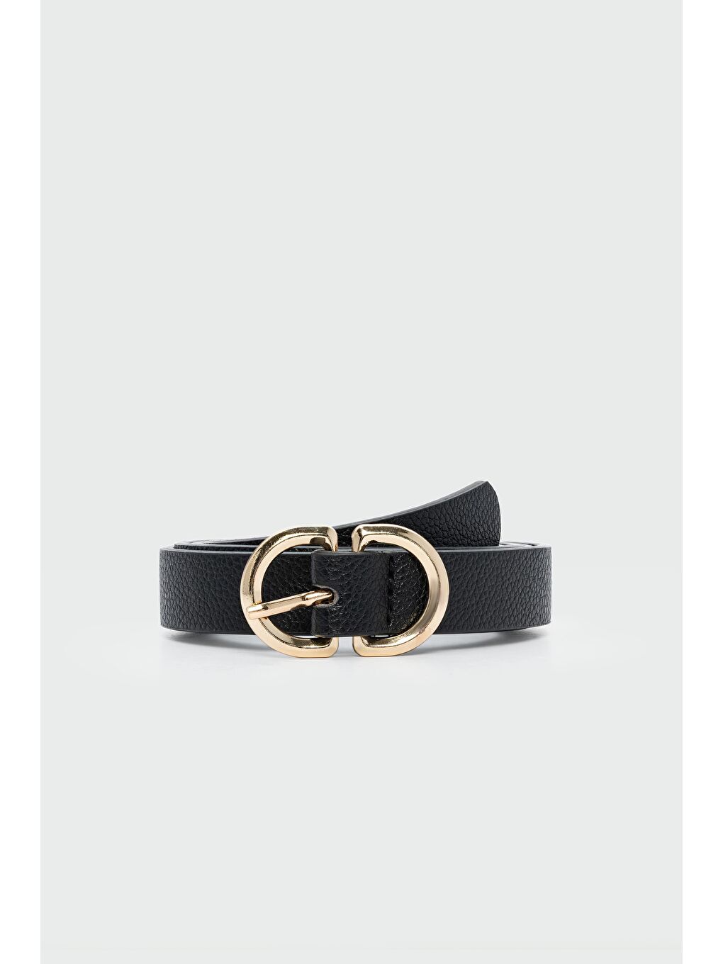 Çift Oval Tokalı Suni Deri Kemer Siyah