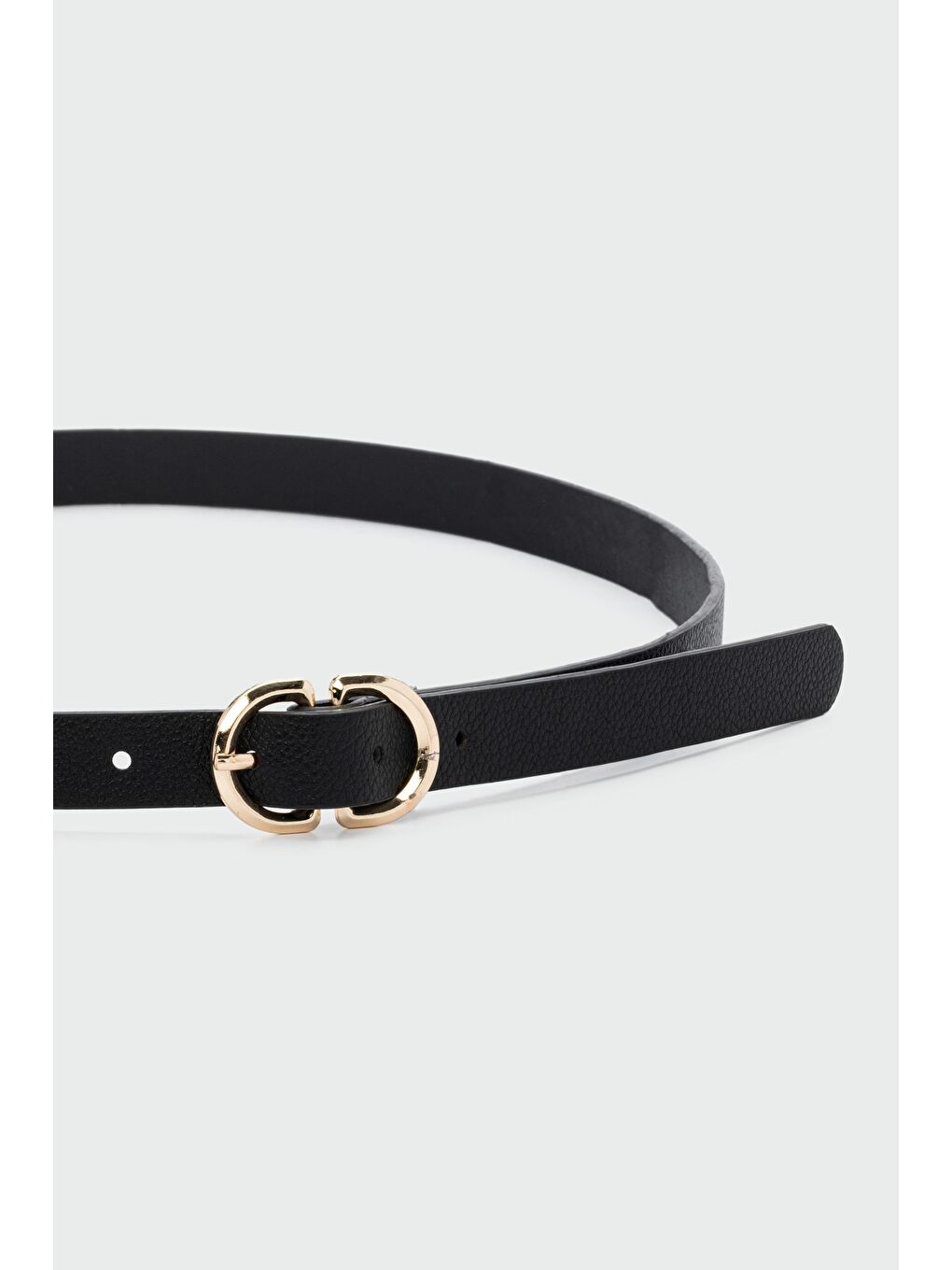 Çift Oval Tokalı Suni Deri Kemer Siyah-1