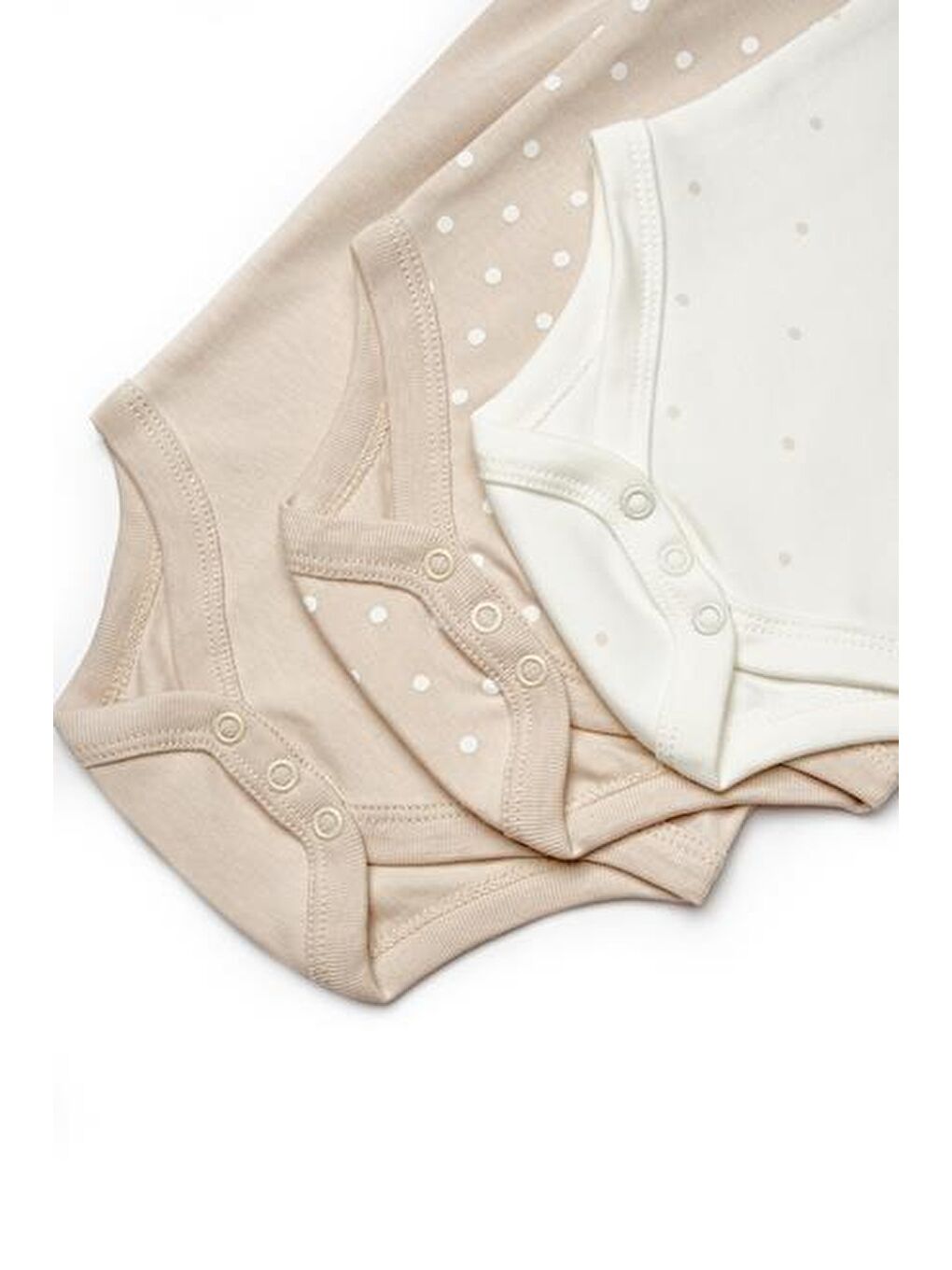 Ekru Bebek 3'lü Uzun kollu Body %100 Organic Pamuk, Yenidoğan Serisi -CSY8123-9