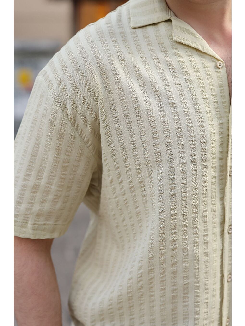 Mint Yeşili Gofre Kumaş Erkek Gömlek E6772-3