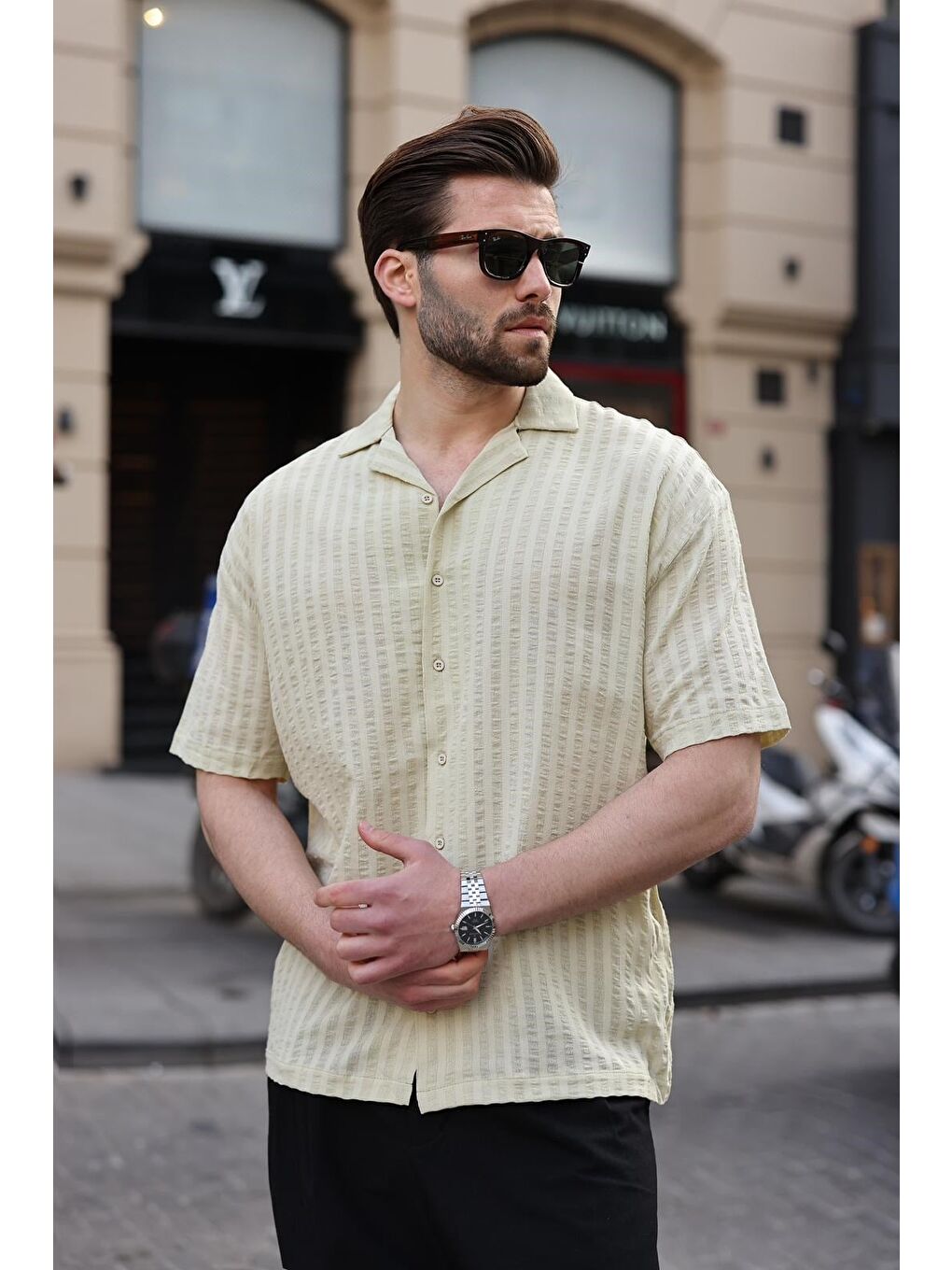 Mint Yeşili Gofre Kumaş Erkek Gömlek E6772-4