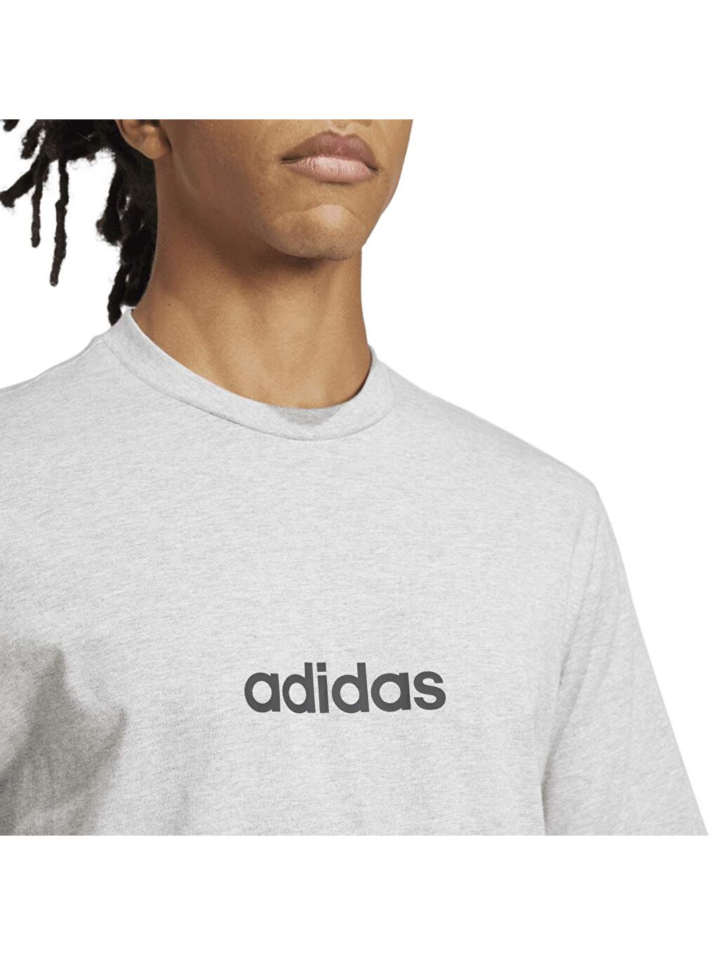 Linear Sj Erkek Gri Yuvarlak Yaka Spor Tişört-2