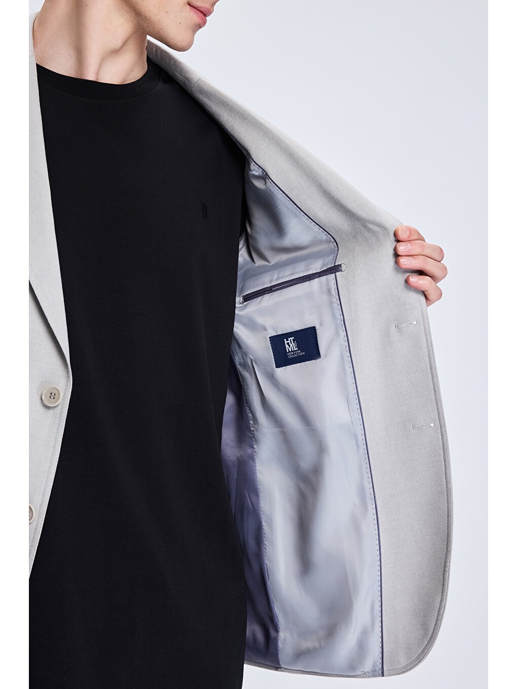 Gri Slim Fit Mono Yaka Casual Ceket-3