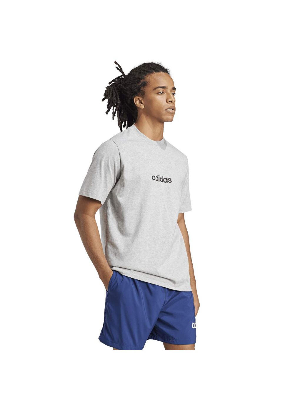 Linear Sj Erkek Gri Yuvarlak Yaka Spor Tişört-4