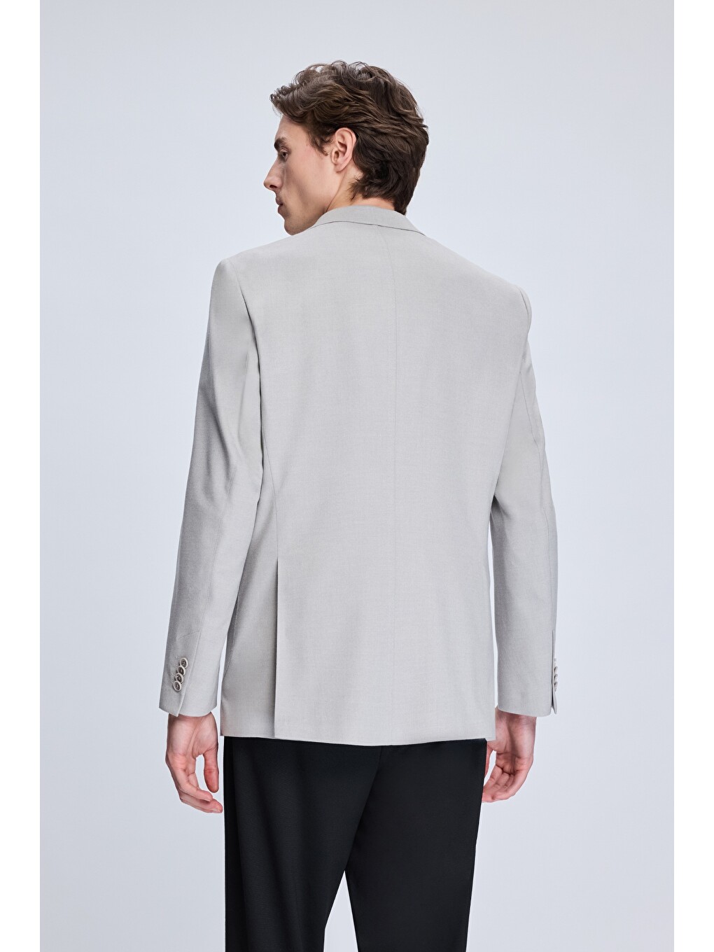 Gri Slim Fit Mono Yaka Casual Ceket-4