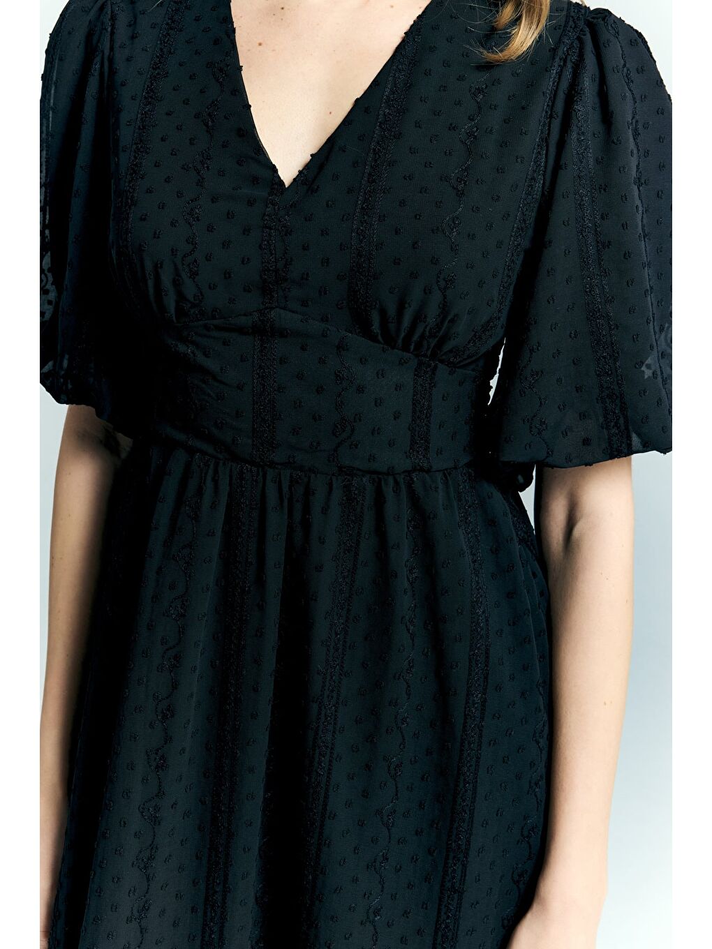 Kabarık Kollu Uzun Elbise - Siyah-6