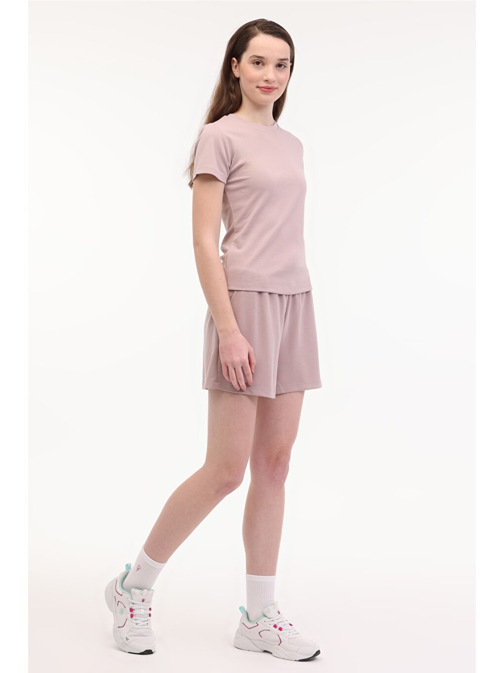 Bej WL VERGNE 11MS466 5FX Vizon Kadın Kısa Kol T-Shirt-2