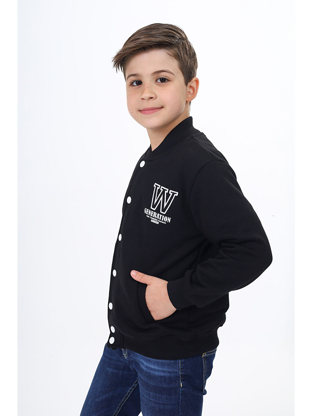 Siyah Erkek Çocuk Okul Nakışlı Hırka-2