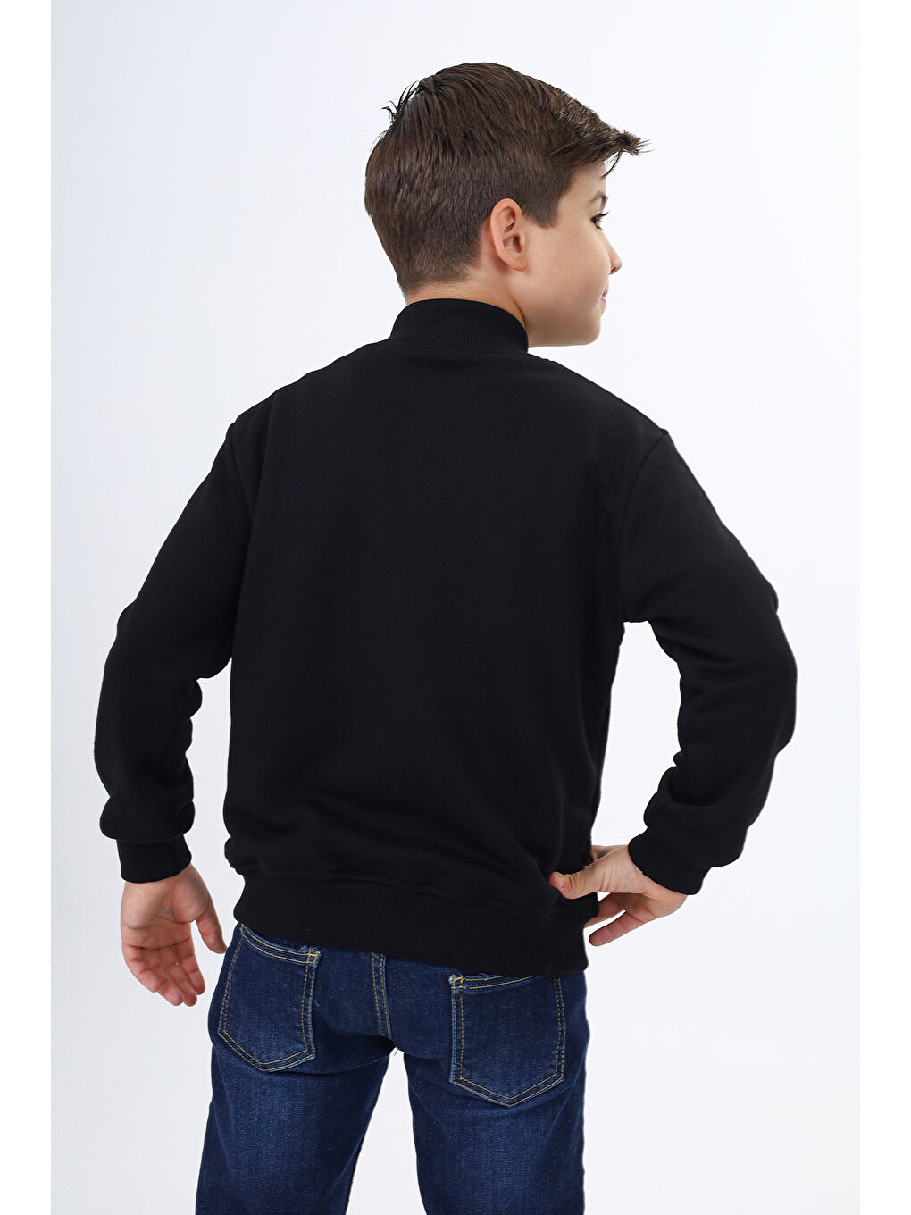 Siyah Erkek Çocuk Okul Nakışlı Hırka-3