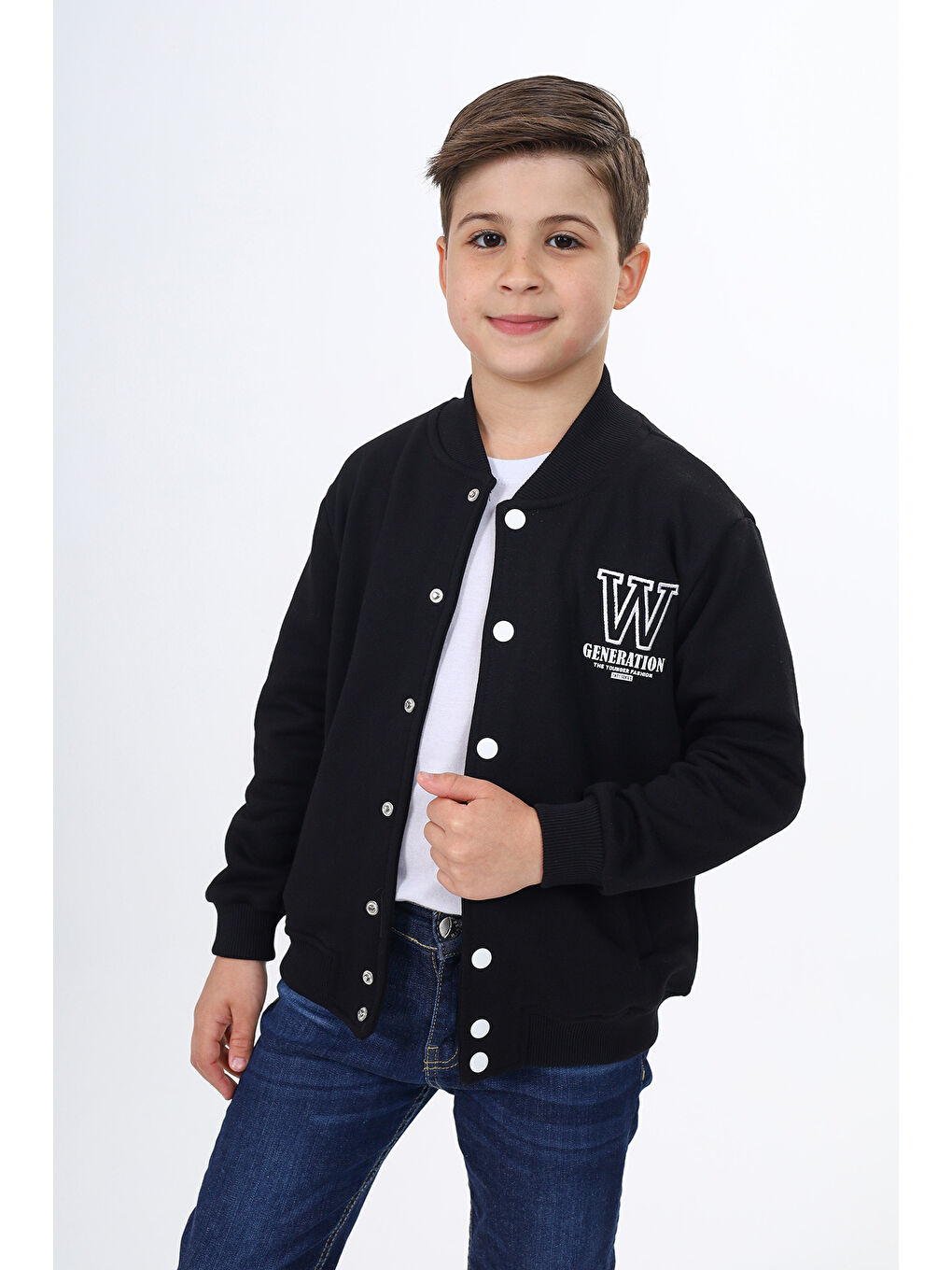 Siyah Erkek Çocuk Okul Nakışlı Hırka-4