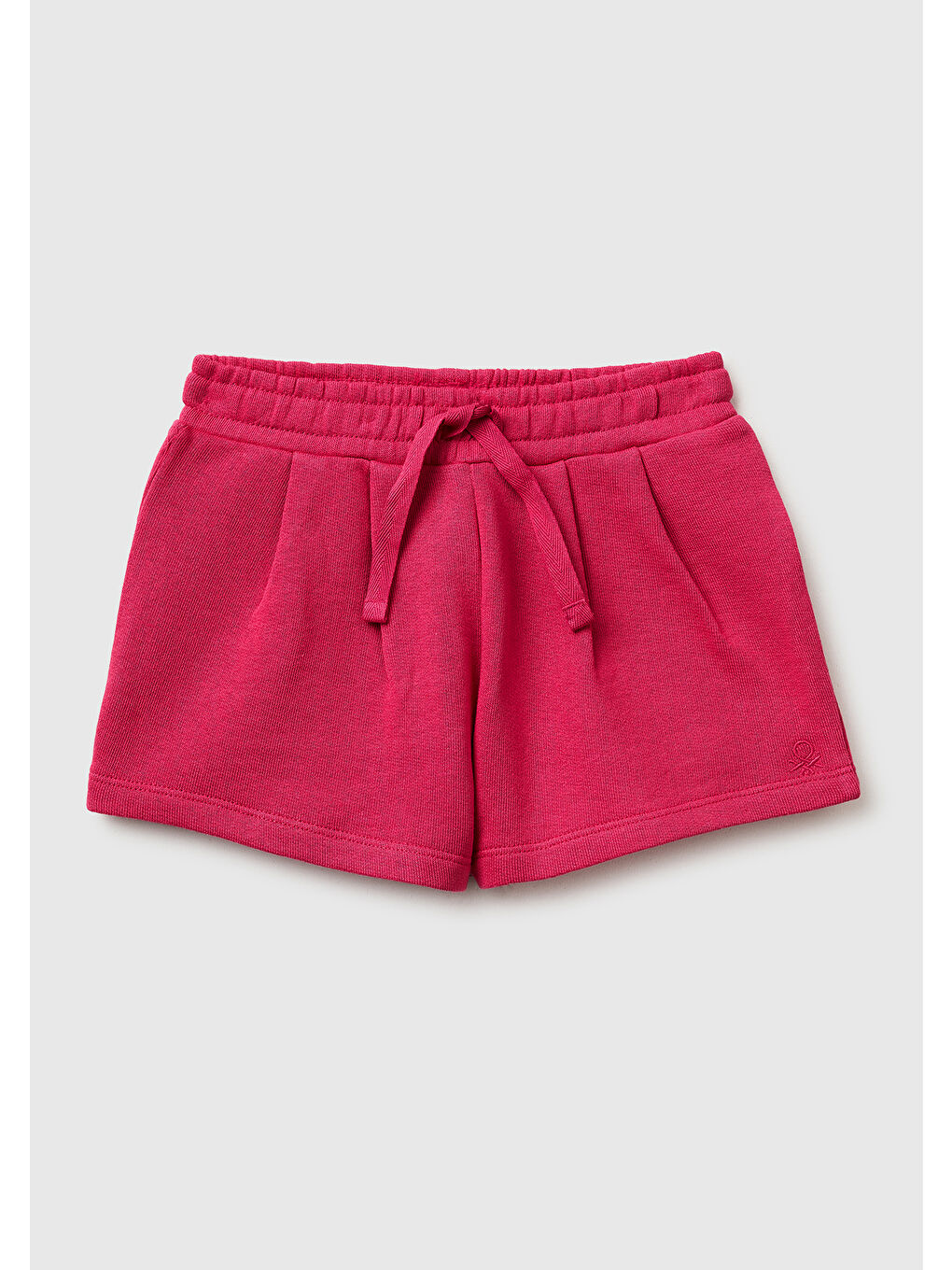 Kız Çocuk Koyu Pembe Logo İşlemeli Beli İpli Şort