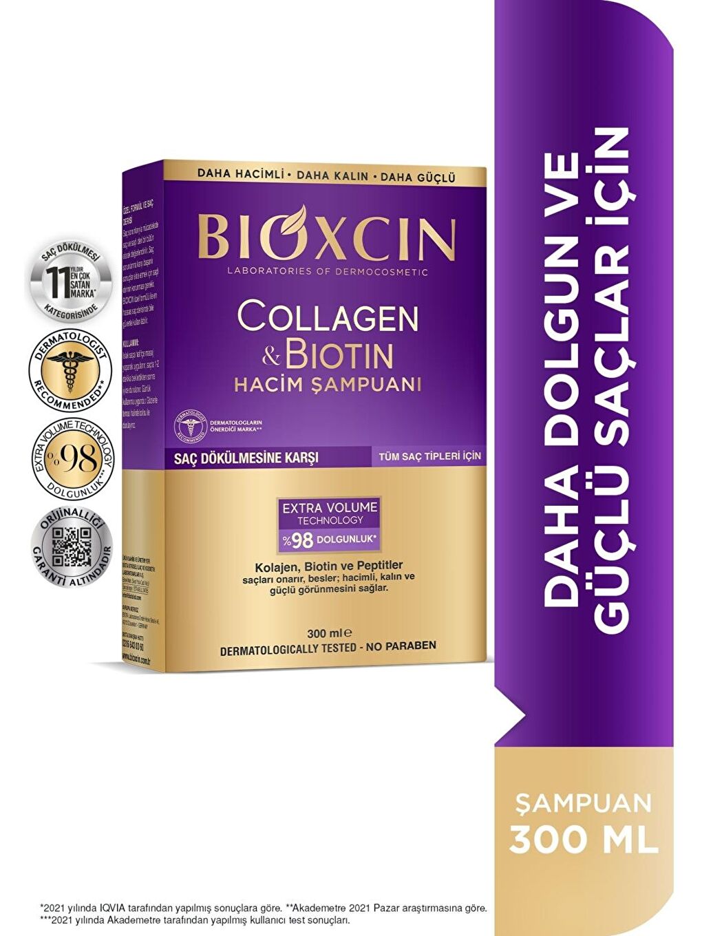 Bioxcin Renksiz Collagen & Biotin Ekstra Hacim Dolgunlaştırıcı Şampuan 300 ml