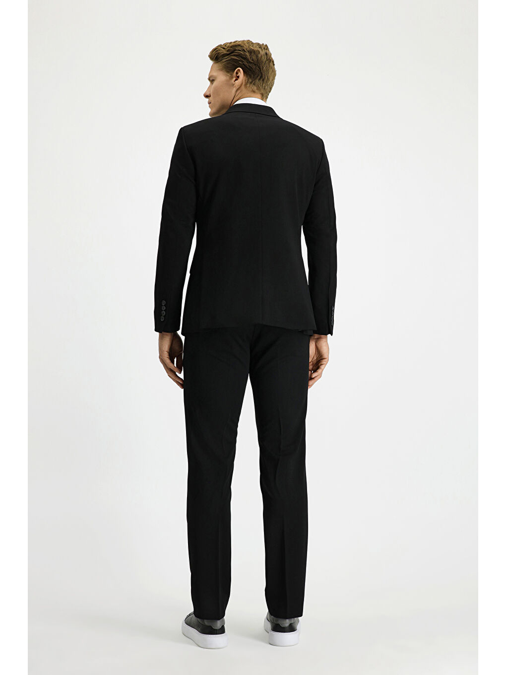 Siyah Regular Fit Kruvaze Takım Elbise-4