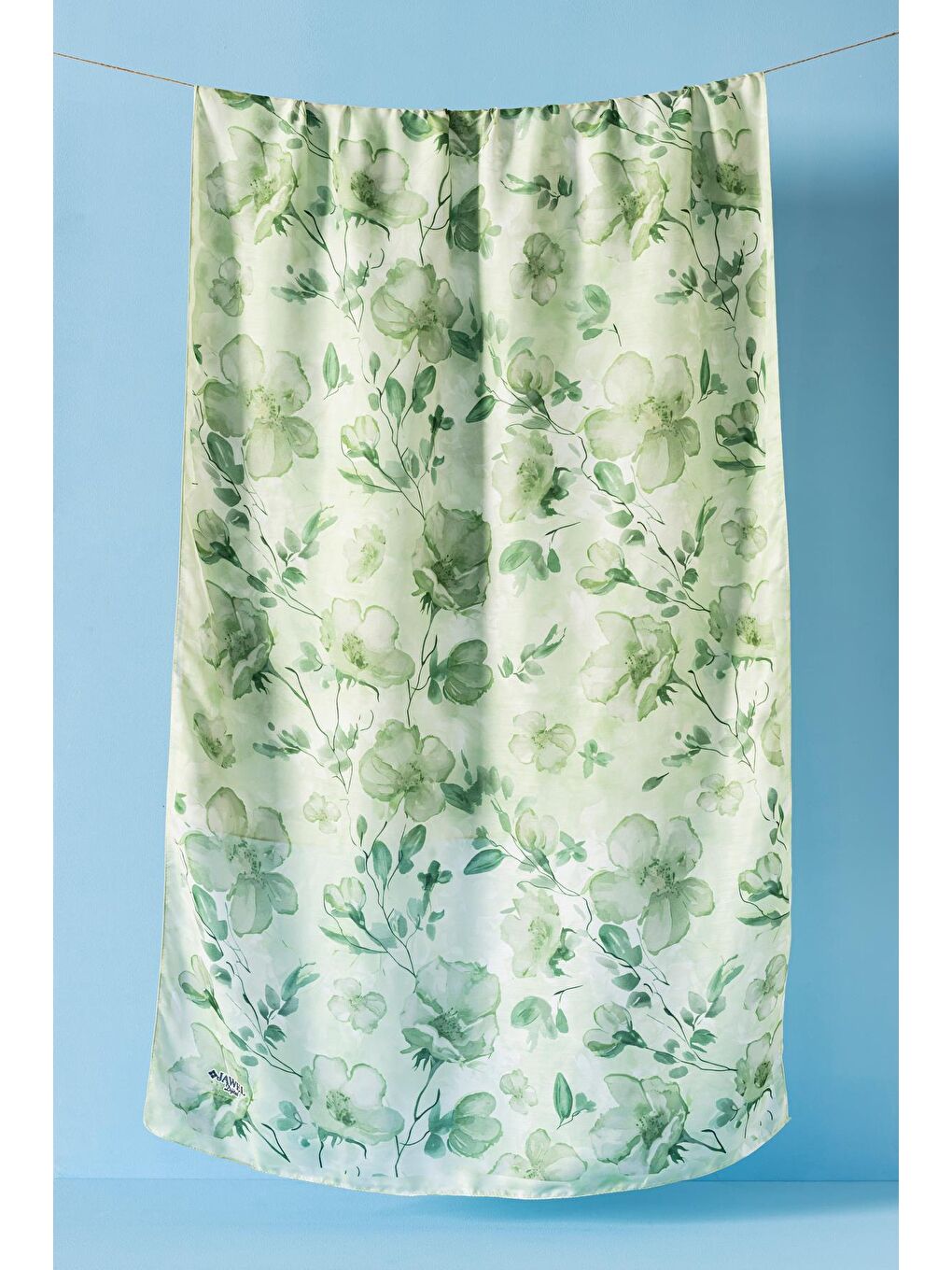 Yeşil Kadın Çiçekli Pachira Soft Şal-3