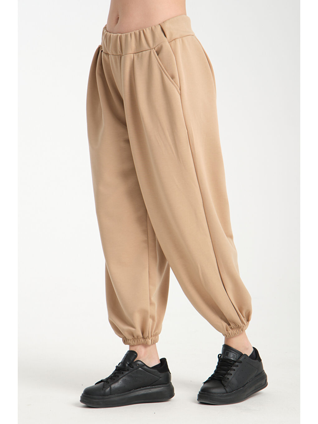 Bej Kadın Beli Lastili Şalvar MG 1021-2