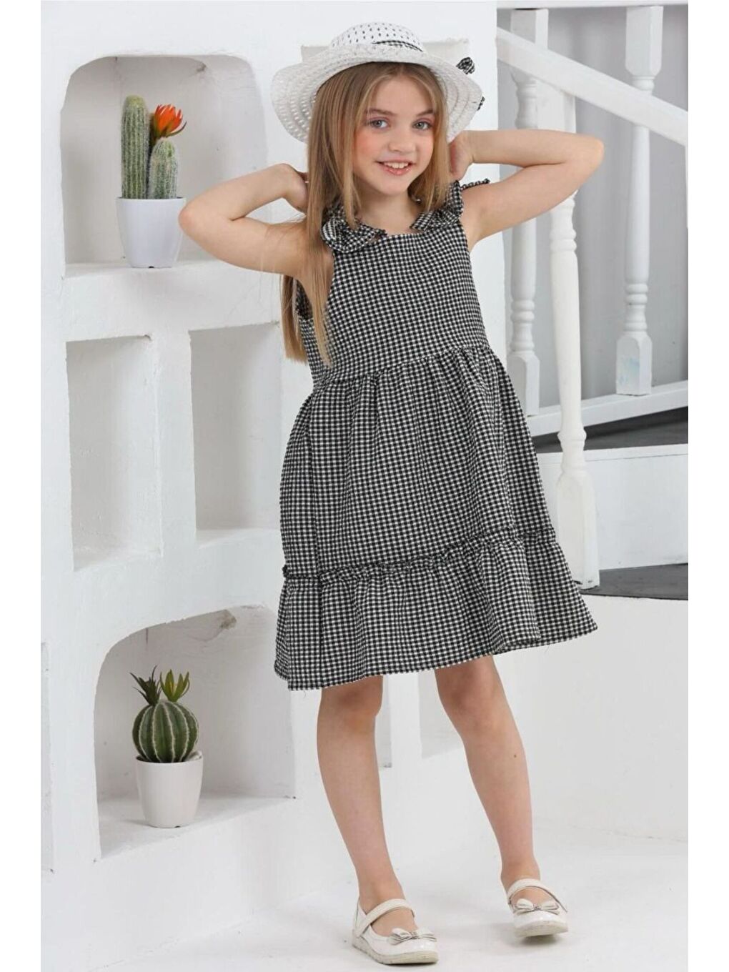 Kız Çocuk Siyah Şapkalı Elbise - 27050
