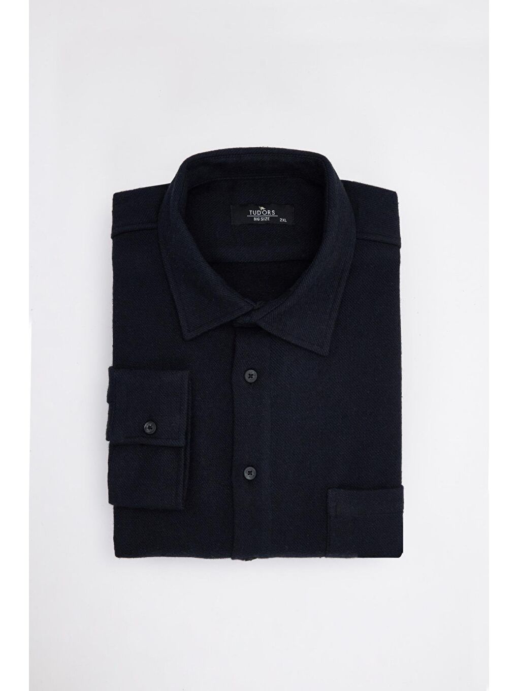 Erkek Big Size Büyük Beden Oduncu Tek Cepli Lacivert Kışlık Gömlek