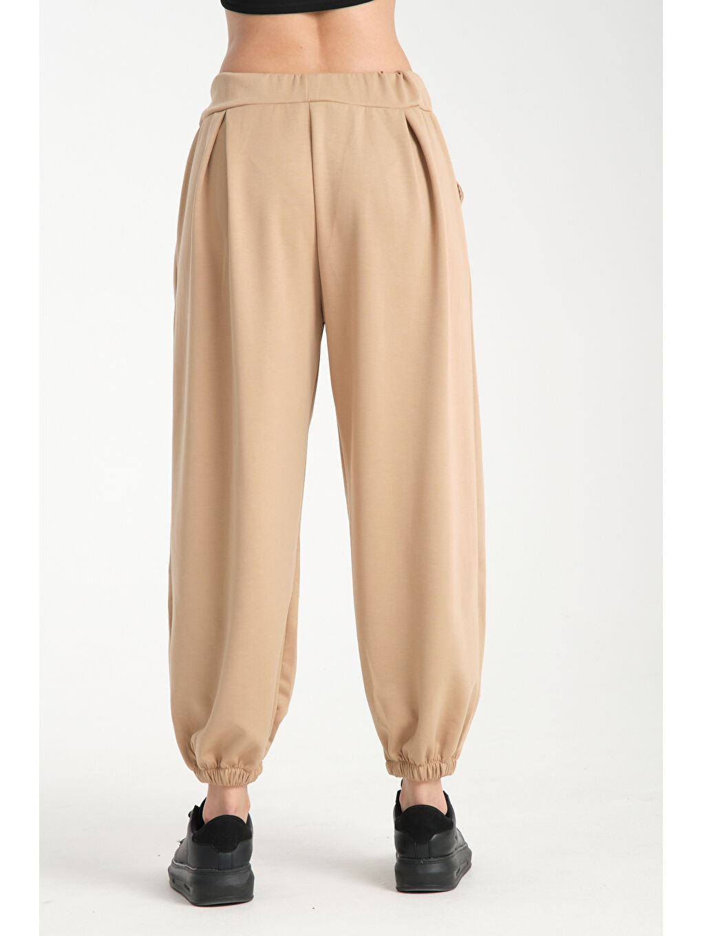 Bej Kadın Beli Lastili Şalvar MG 1021-3