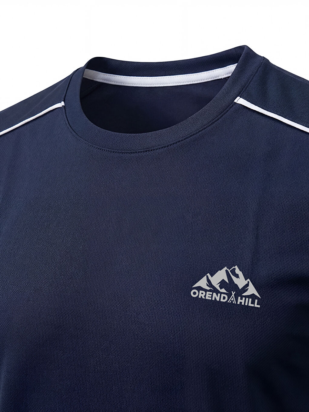 Lacivert ORENDAHILL Erkek Spor Tişört Hızlı Kuruyan Esnek Regular Fit Trim Detaylı Activewear-3