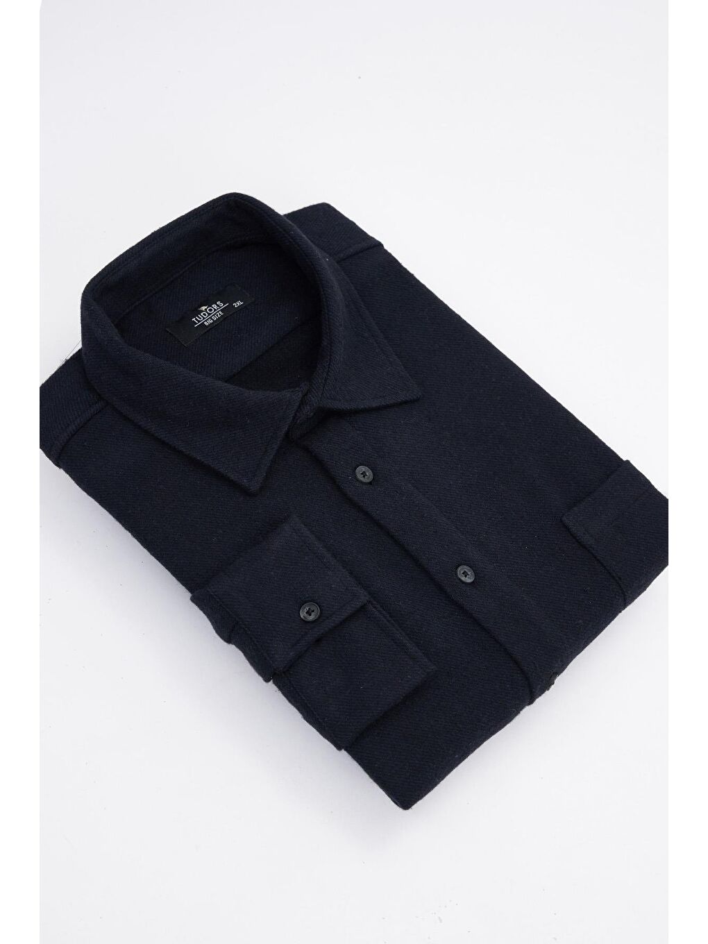 Erkek Big Size Büyük Beden Oduncu Tek Cepli Lacivert Kışlık Gömlek-1