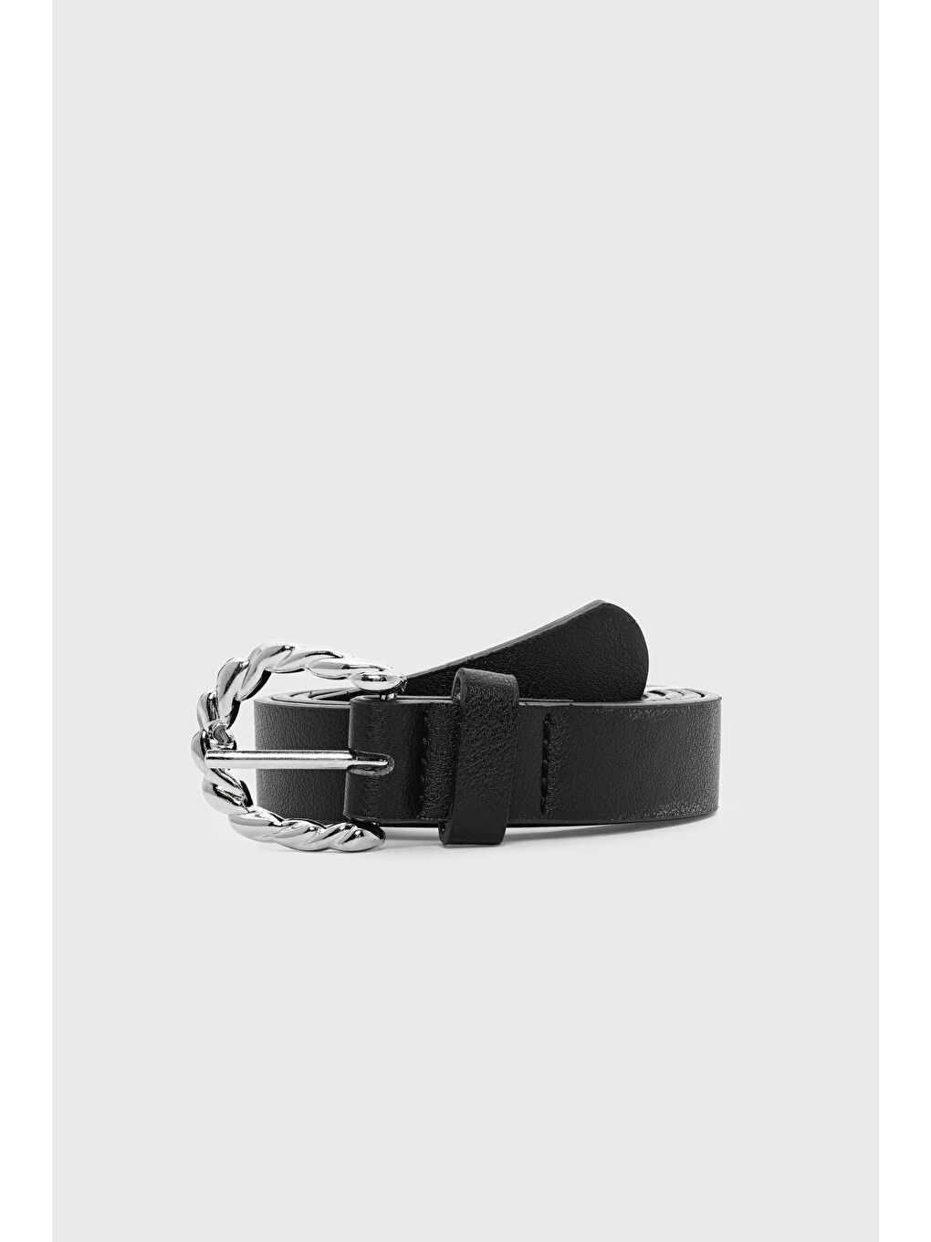 Burgu Oval Tokalı Suni Deri Kemer Siyah