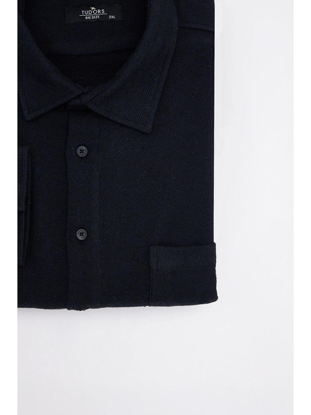 Erkek Big Size Büyük Beden Oduncu Tek Cepli Lacivert Kışlık Gömlek-2