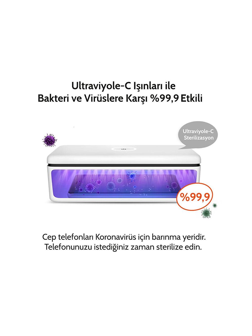 59S Beyaz-Renklibaskı S2 Ultraviyole (UVC) Mini Sterilizasyon Kutusu - 3