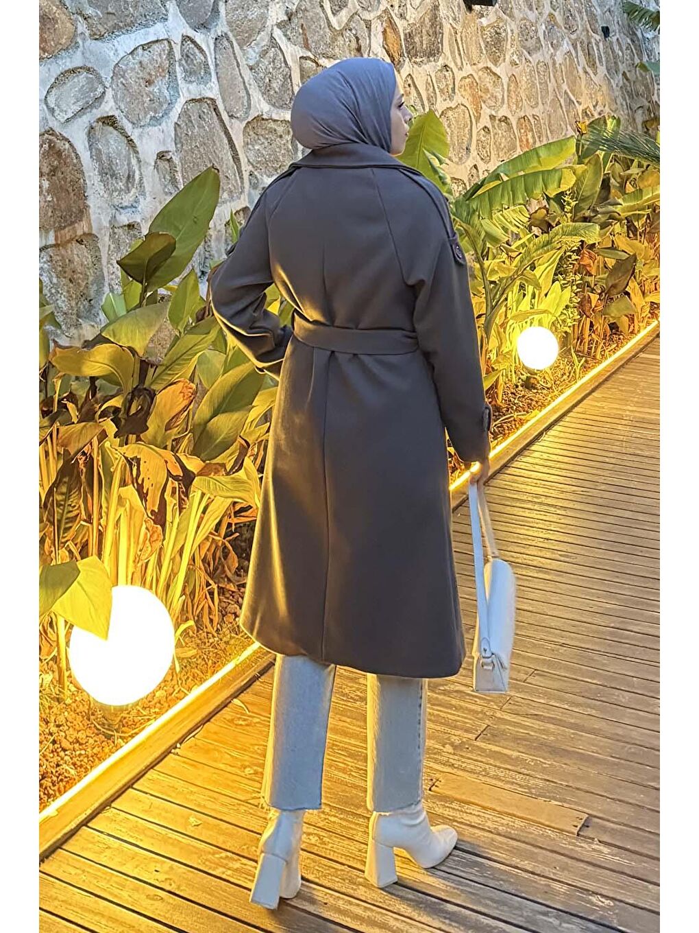 Omuz Filetolu Kol Apoletli Kaşe Kaban Antrasit-2