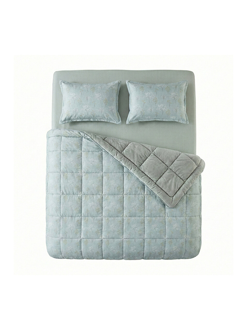 Çift Kişilik Çift Taraflı Welsoft Comforter Yorgan Seti Yeşil 195x215 cm - Dormio Soft Bloom Serisi-3