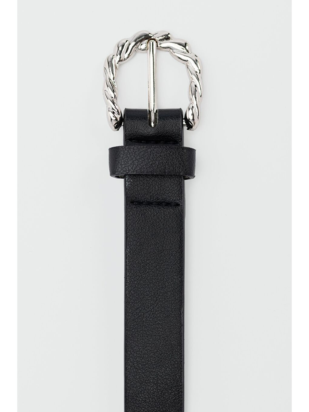 Burgu Oval Tokalı Suni Deri Kemer Siyah-2