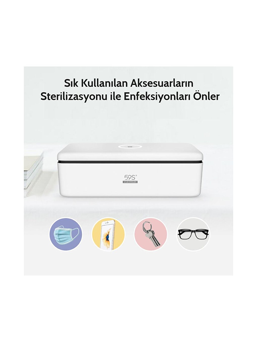 59S Beyaz-Renklibaskı S2 Ultraviyole (UVC) Mini Sterilizasyon Kutusu - 4