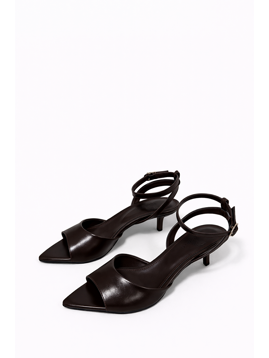 Kahverengi Noah Kadın Topuklu  Kırışık Deri Sandalet Kahve