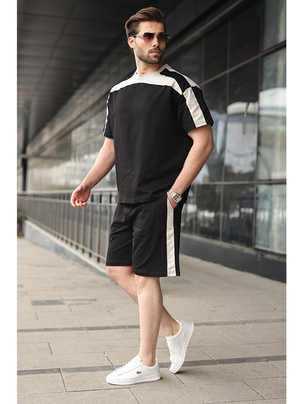 Siyah Erkek Şort T-Shirt Takımı E7346