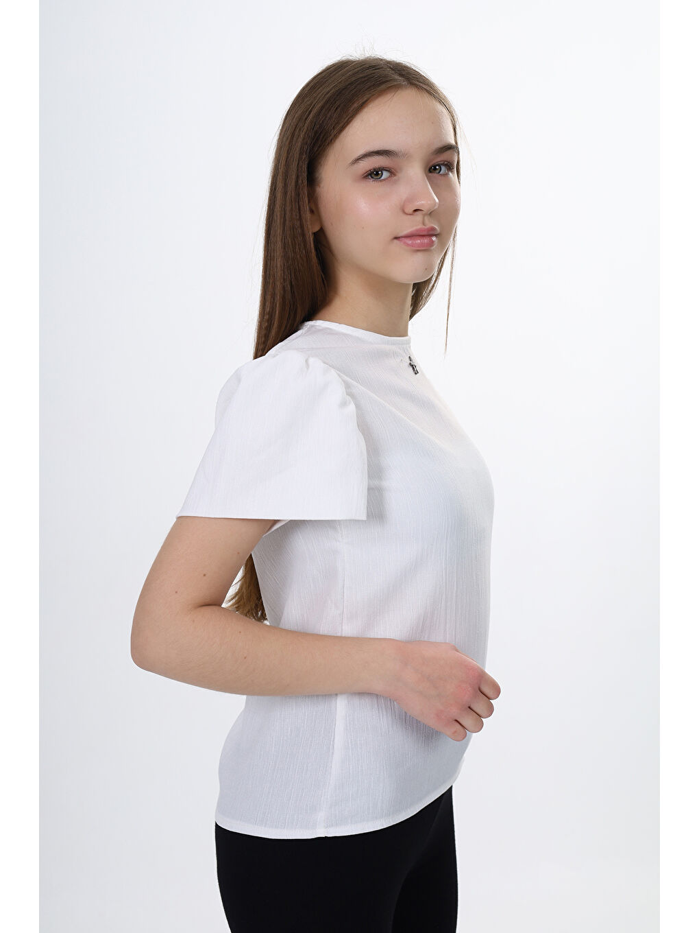 Beyaz Kız Çocuk Okul Tişört-2