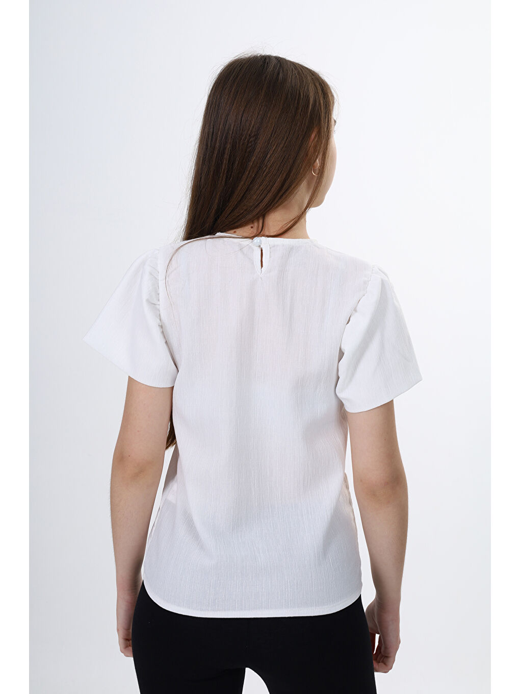 Beyaz Kız Çocuk Okul Tişört-3