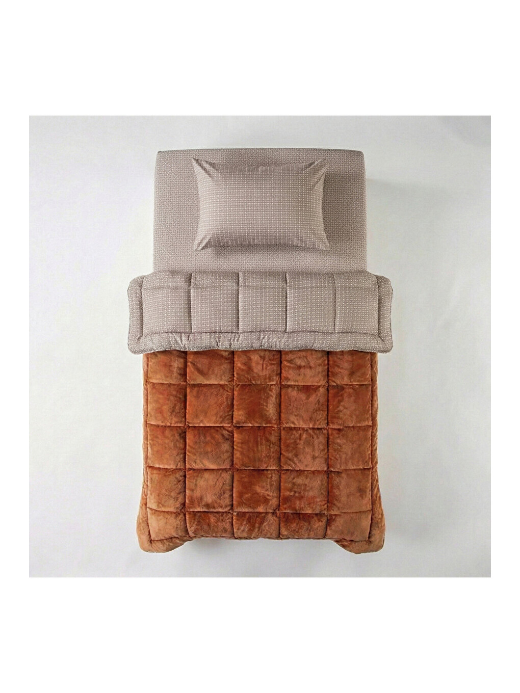 Turuncu Tek Kişilik Çift Taraflı Welsoft Comforter Yorgan Seti Orange 155x215 cm - Dormio Soft Trigo Serisi-1