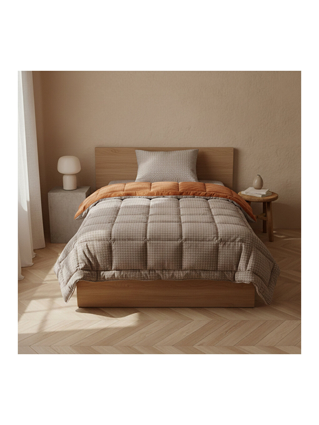 Turuncu Tek Kişilik Çift Taraflı Welsoft Comforter Yorgan Seti Orange 155x215 cm - Dormio Soft Trigo Serisi-2