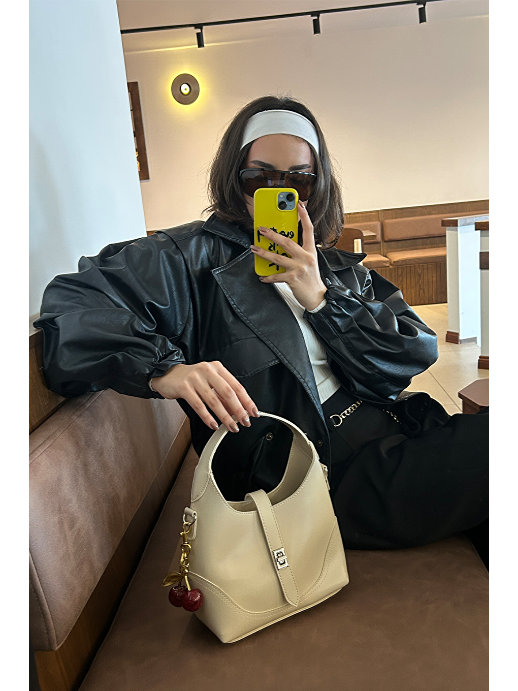 Ekru Laya El Ve Çapraz Çanta Krem-9