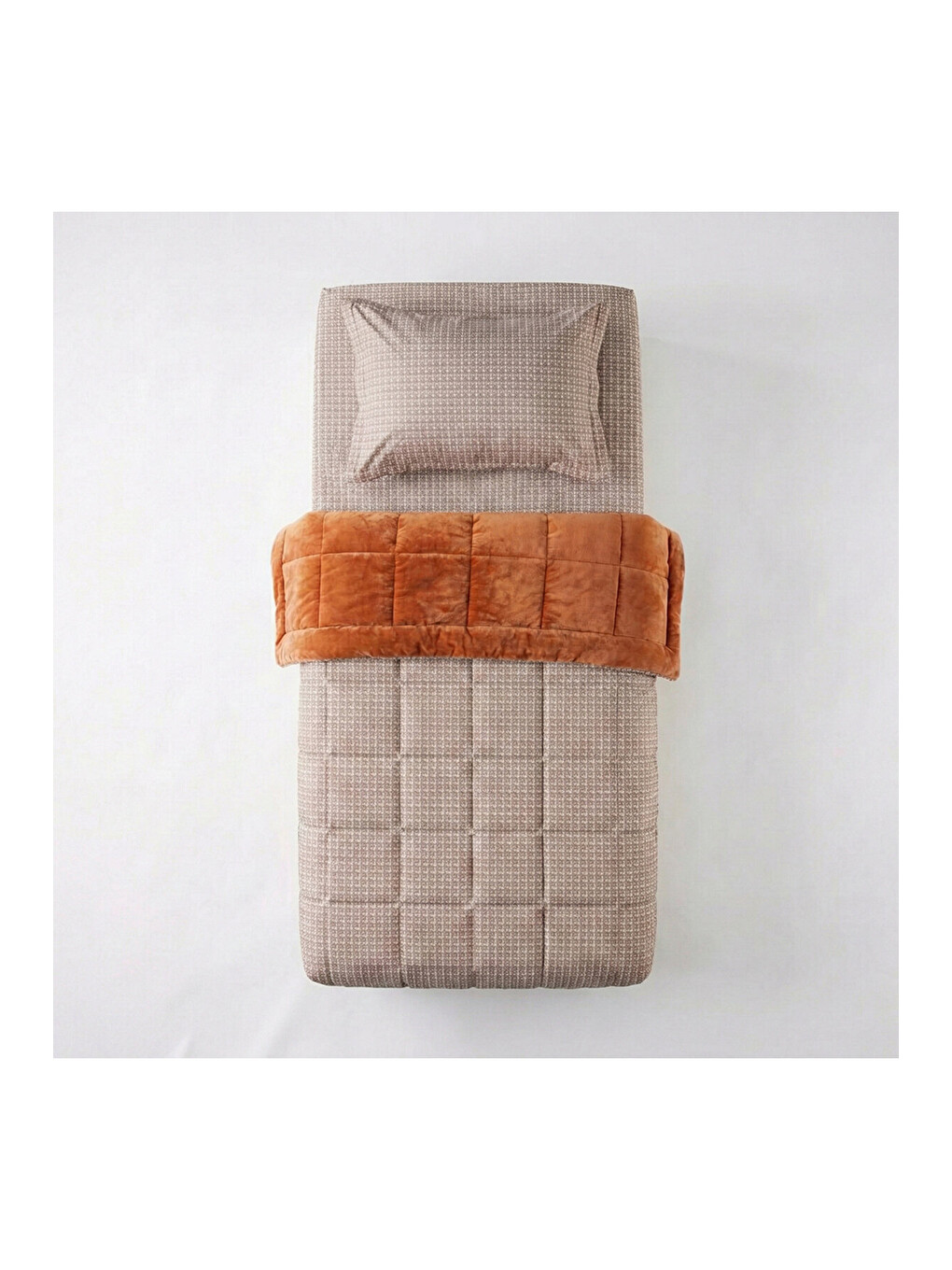 Turuncu Tek Kişilik Çift Taraflı Welsoft Comforter Yorgan Seti Orange 155x215 cm - Dormio Soft Trigo Serisi-3