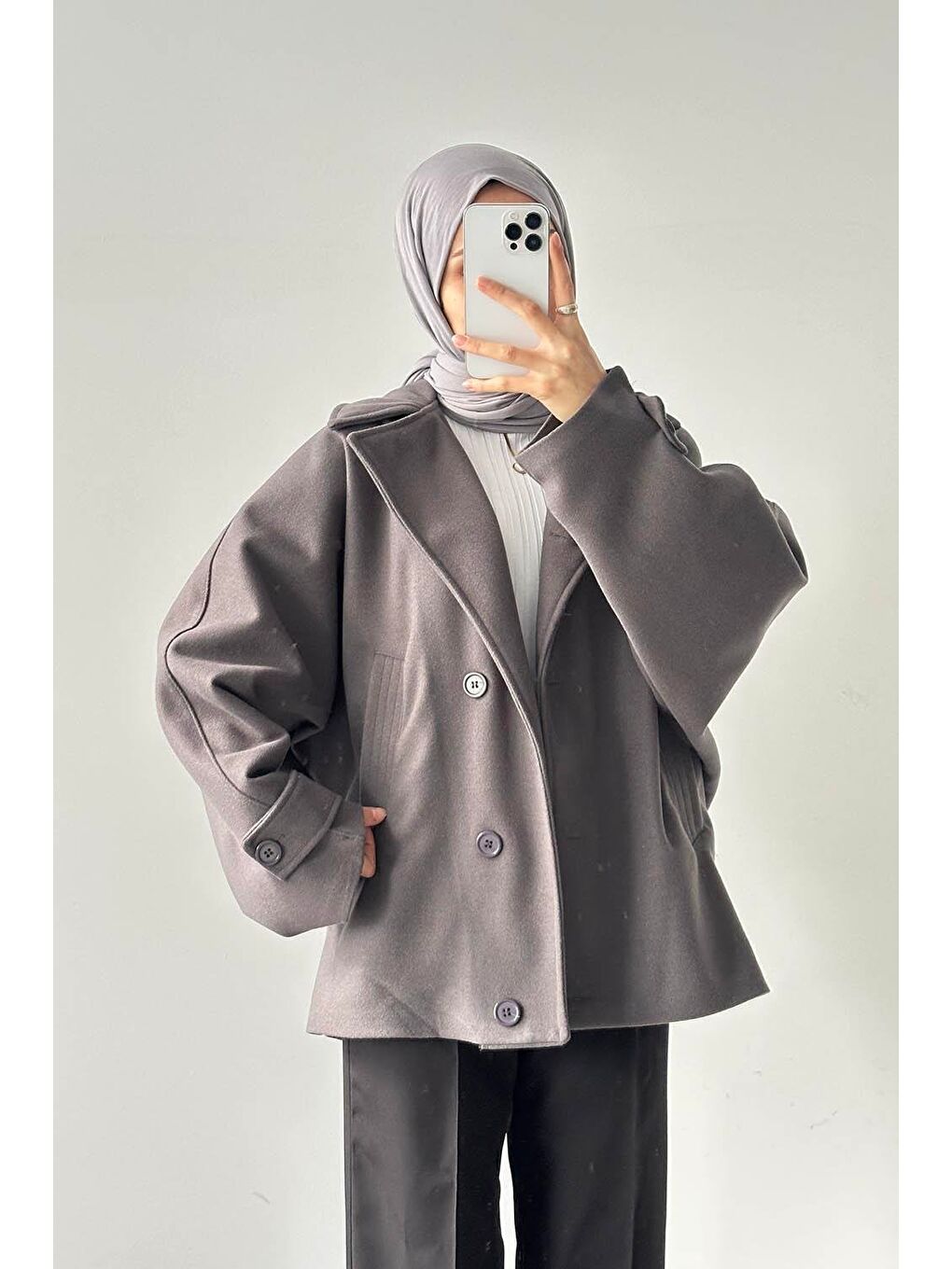 Kol Kemerli Kaşe Kaban Antrasit