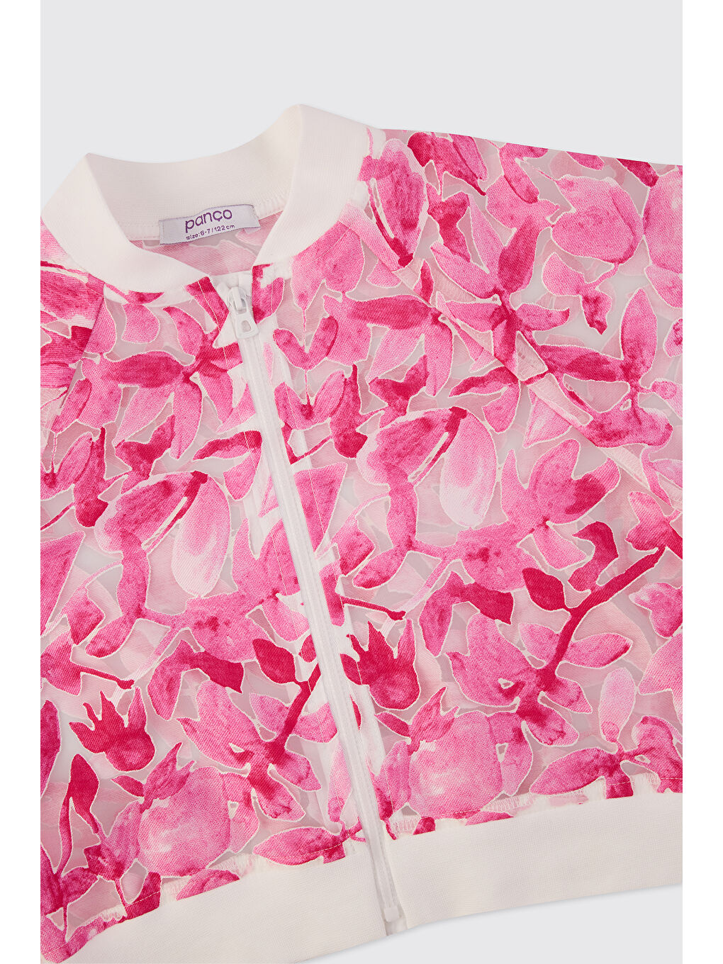 Kız Çocuk Çiçek Desenli Pembe Ceket-1