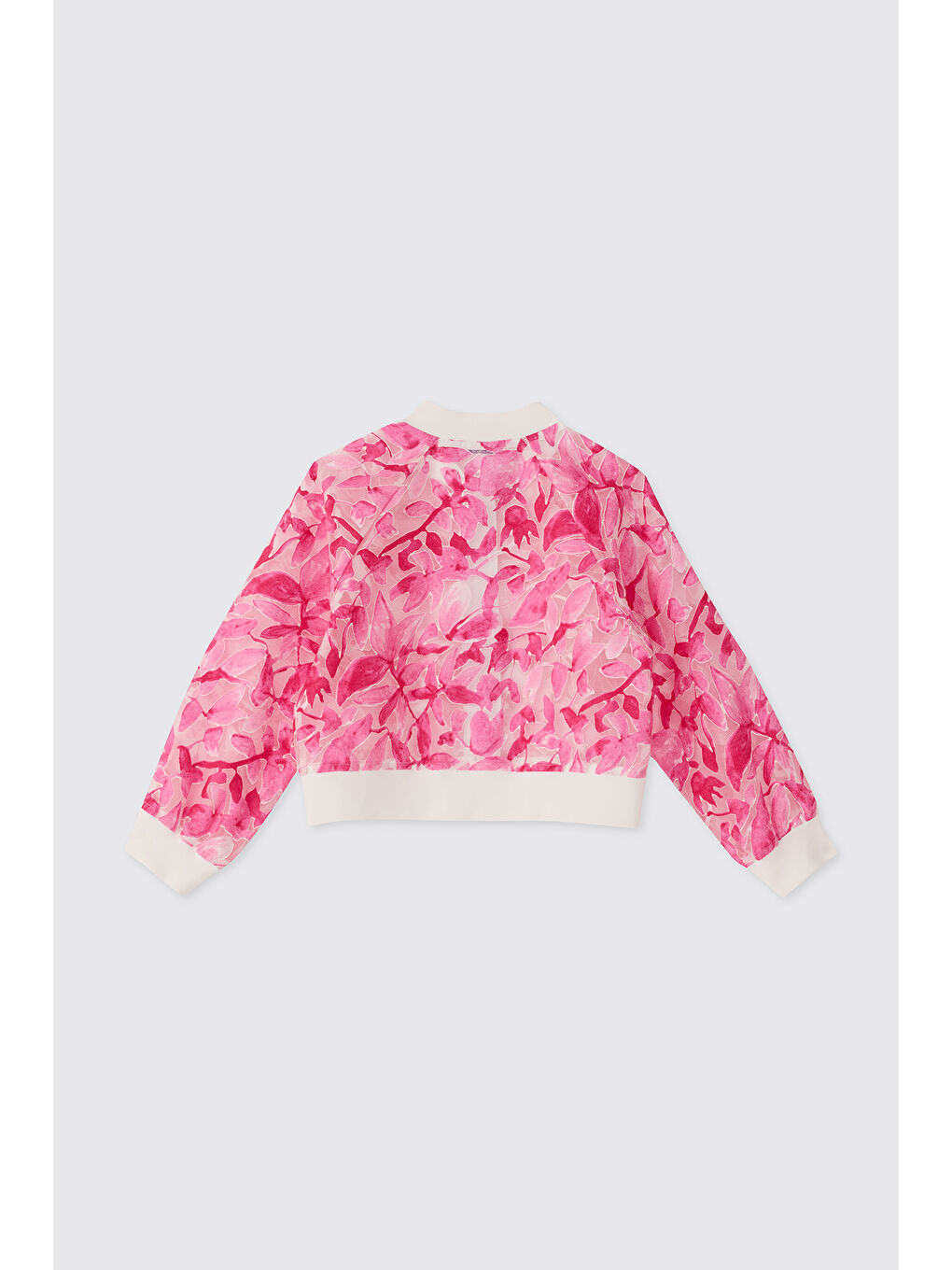 Kız Çocuk Çiçek Desenli Pembe Ceket-2