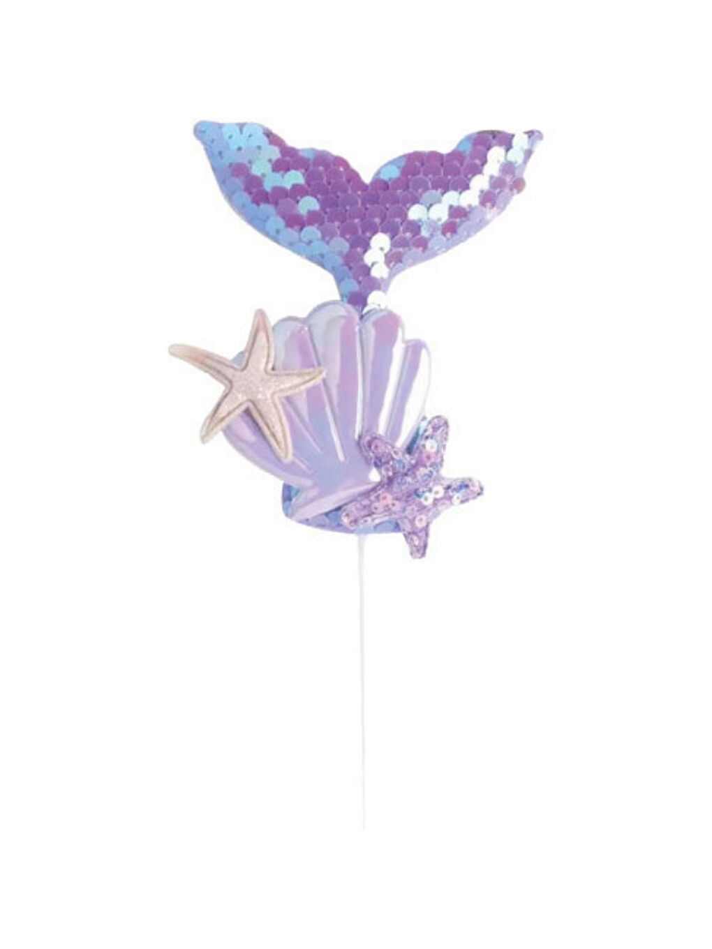 Lila  Midye ve Deniz Kızı Figürlü Pasta Süsü-1