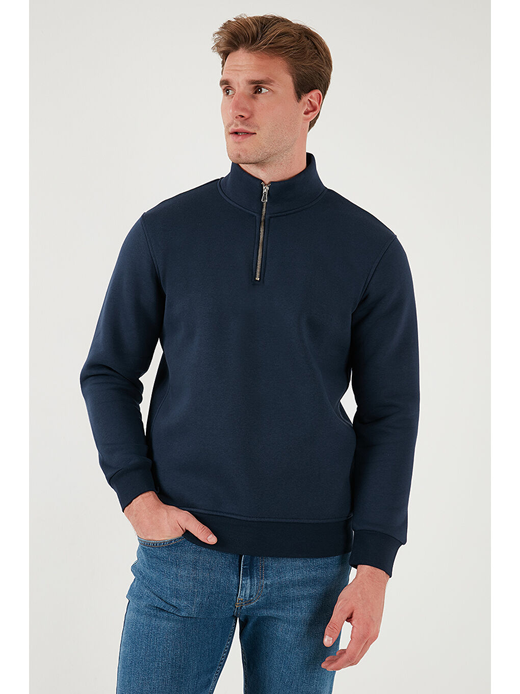 Ekru Pamuklu Regular Fit Dik Yaka 2'li Paket Sweat 59052592S2-1