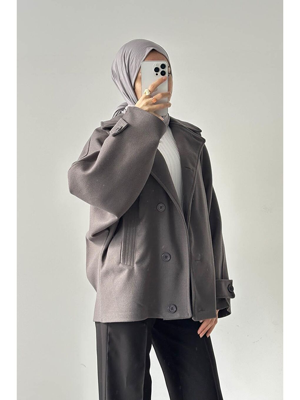 Kol Kemerli Kaşe Kaban Antrasit-1